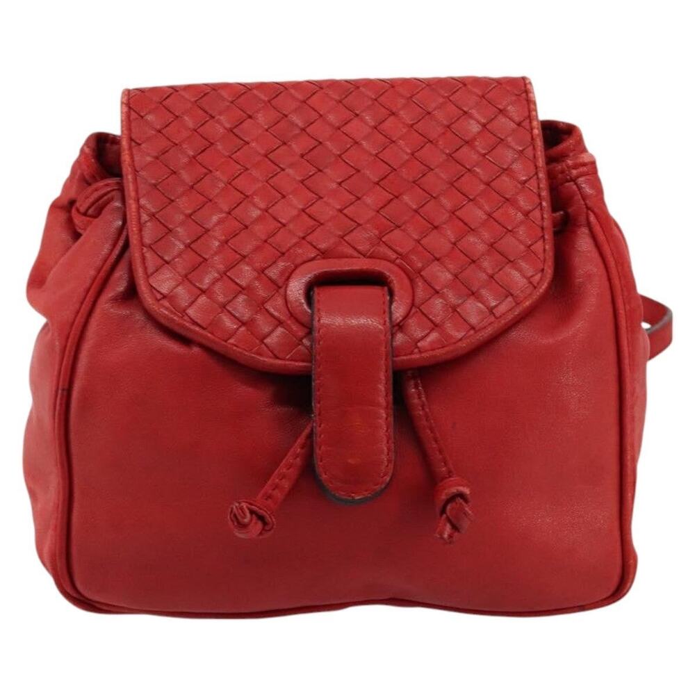 Bottega Veneta Intrecciato Backpack Red